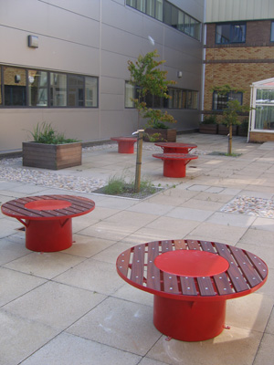Blood cell benches at Oldham